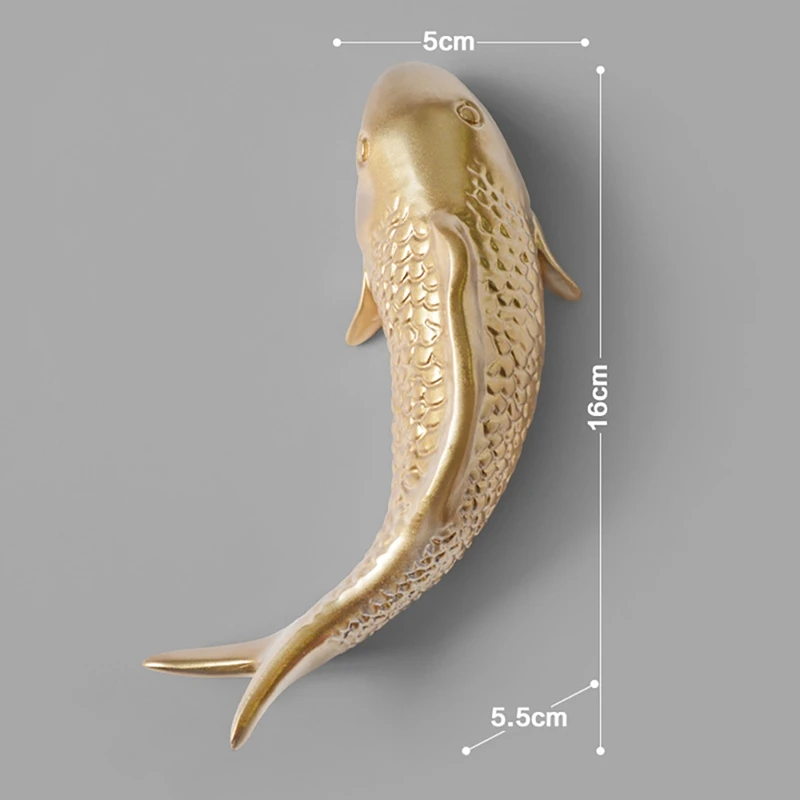 4Pcs Resin Carp Golden Fish Wall Hanging Ornament Personality Fish Figurine For Home Restaurant Background Wall Decor 5