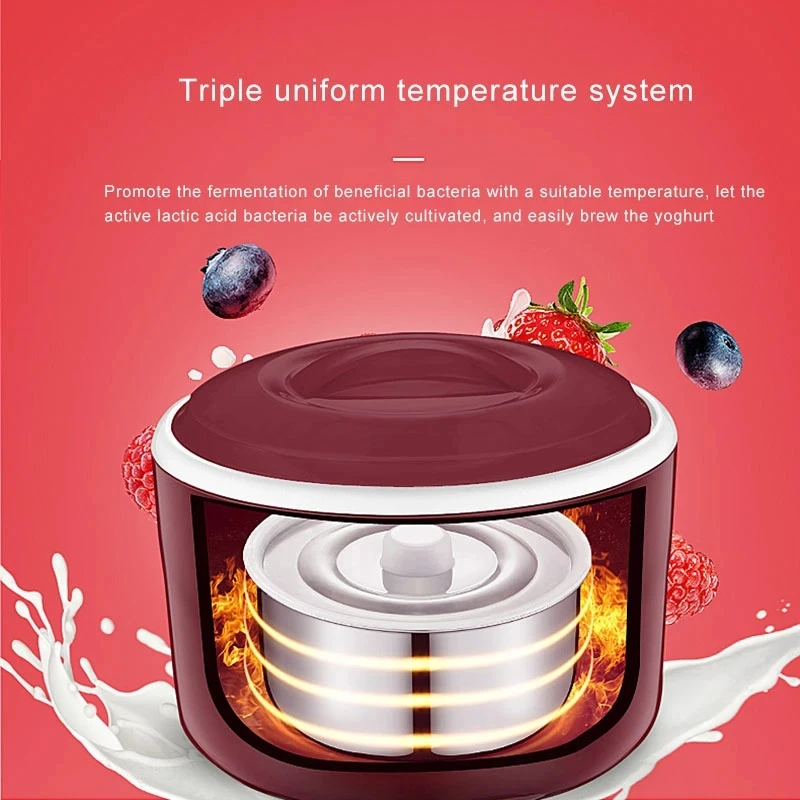 1.0L Electric Automatic Yogurt Maker Multifunctional Thermostatic Yogurt Machine Rice Wine Natto Machine Stainless Steel Liner