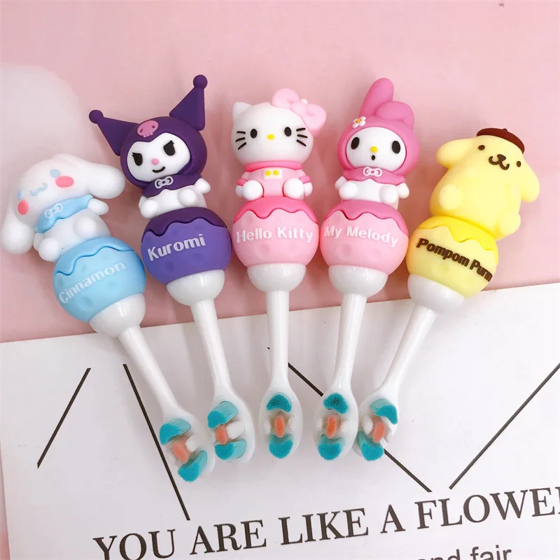 

6 шт. Sanrio Melody Kuromi Cinnamoroll почтовая щетка с мультяшным рисунком детская зубная щетка для детского сада зубная щетка для чистки зубов