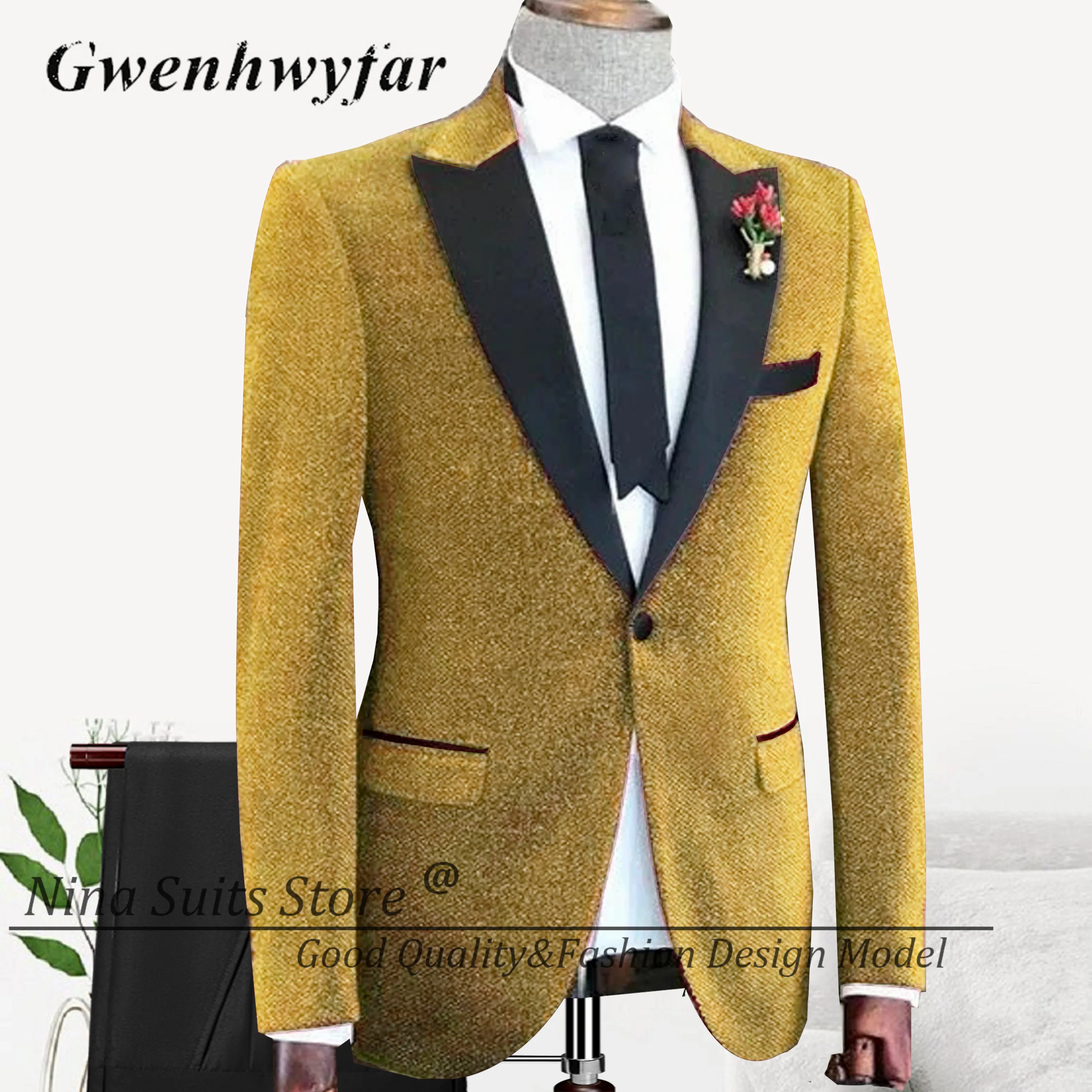 Nina Store Dark Green Glitter Blazer Suits Shiny Peak Lapel Groom Wedding Tuxedos Party Costume Best Men 2 Piece Set