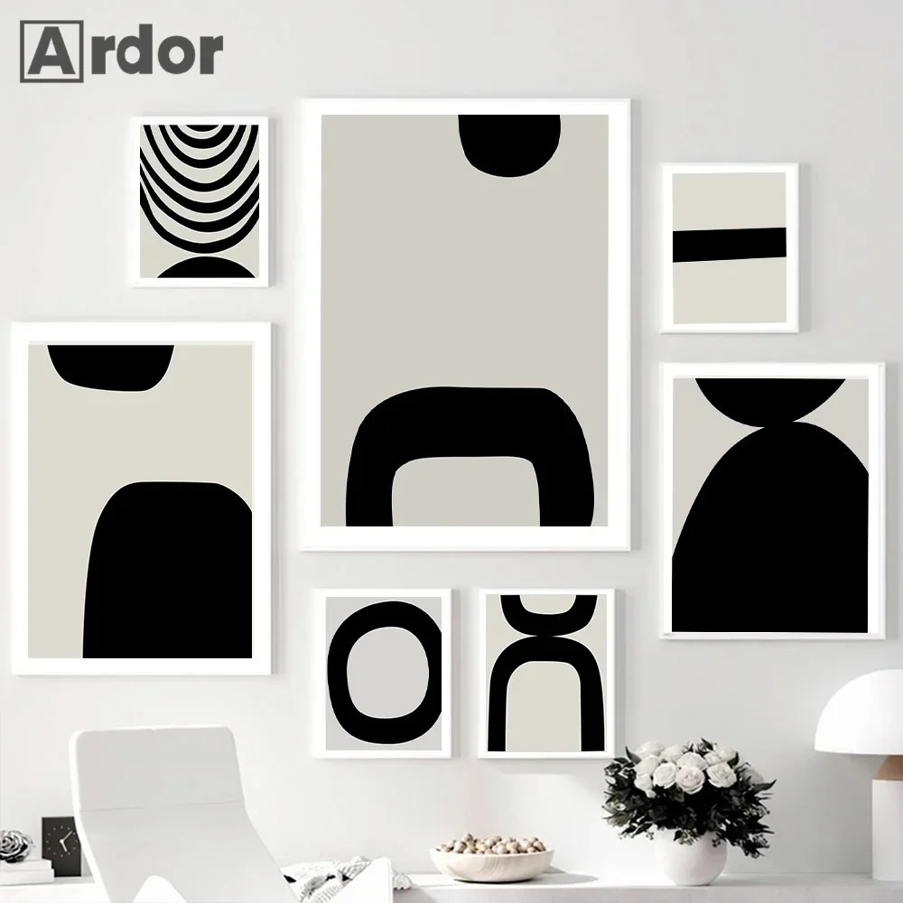 

Abstract Beige Black Line Geometric Poster Modern Canvas Painting Nordic Print Wall Art Pictures Living Room Interior Home Decor