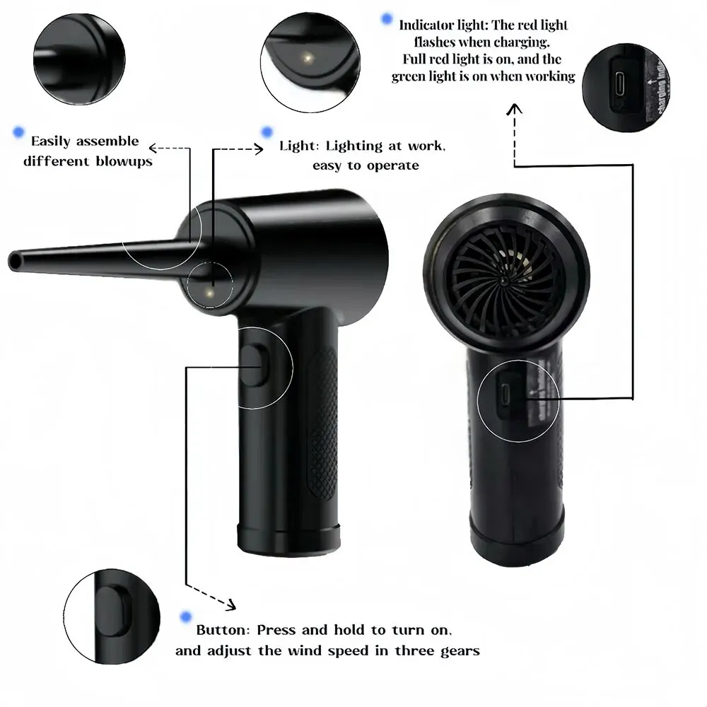 Electric Dust Collector Portable Dust Blower Multifunctional Dust Collector Dual Use Car and Home Daily Household Wireless 3