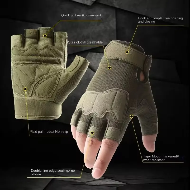 1 Pair Paratrooper Half Finger Tactical Gloves for Men Special Forces Fans Outdoor Sports Cycling & Mountaineering 4