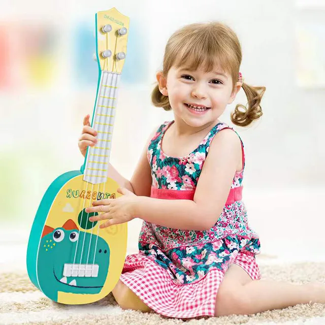 Kids Toy Musical Instrument Baby Toys Ukulele Guitar Mini Four-string Playable Early Education Musical Play Game for Beginners 5