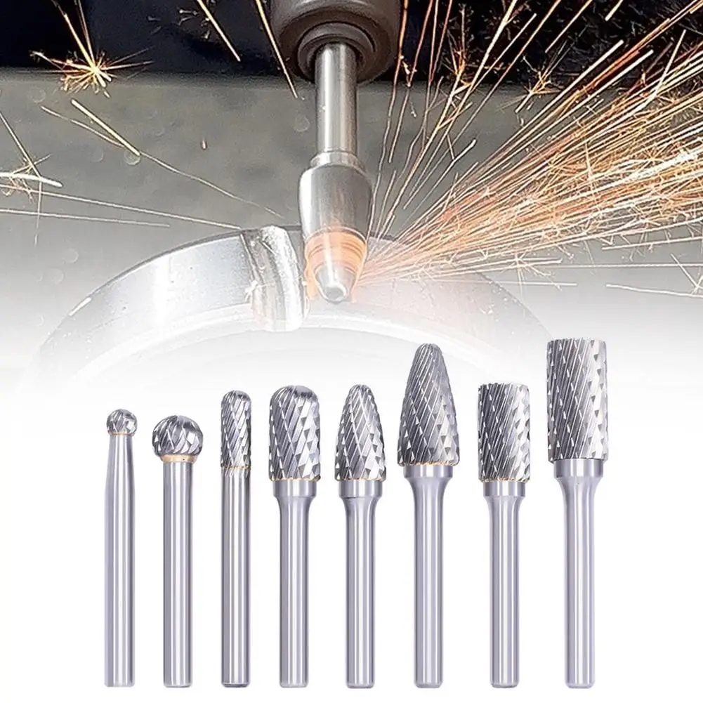 

Новинка, 8 шт., хвостовик 1/8 дюйма, карбидный вольфрам, фрезы, двойной роторный алмазный инструмент для резки, электрические инструменты, шлифовальные сверла, роторные Y3L7