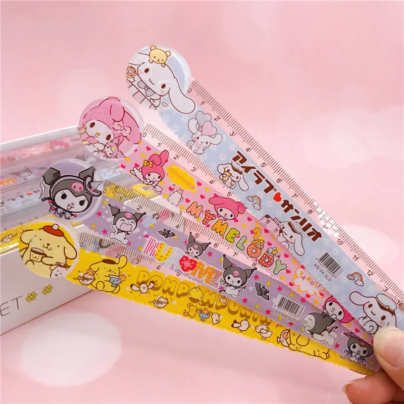 

Sanrios Cartoon Students with Ruler Children Stationery Gift Award Ruler Cartoon Hand Ledger Measuring Rule Wave Ruler 15cm