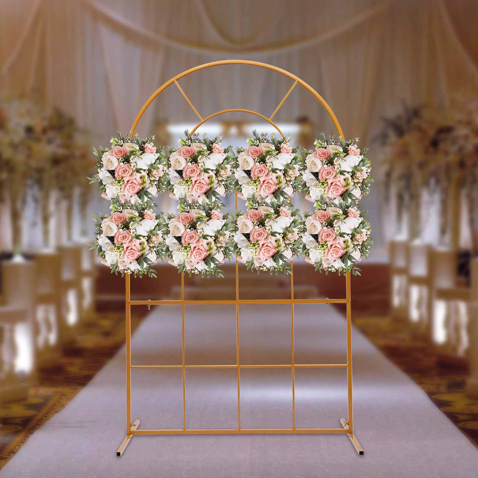 Gold Metal Wedding Arch Backdrop Stand 6.6ft Garden Holder Rack Arch Stand Wedding Party Decor Frame