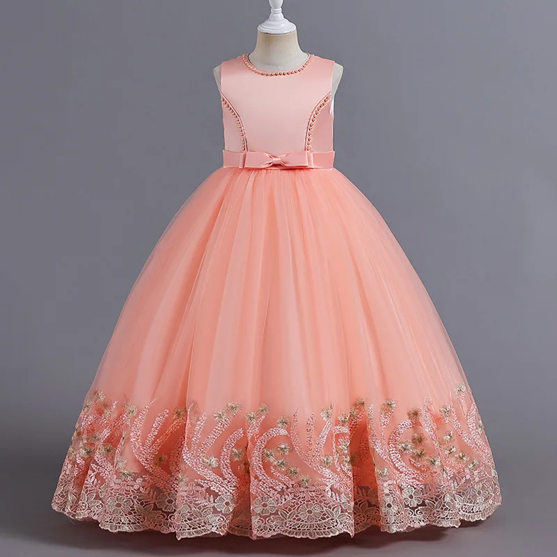 

Girl Junior Gala First Communion Female Elegant Party Dresses Child Evening 5 7 10 To 12 Years Children's Pink Princess Clothes