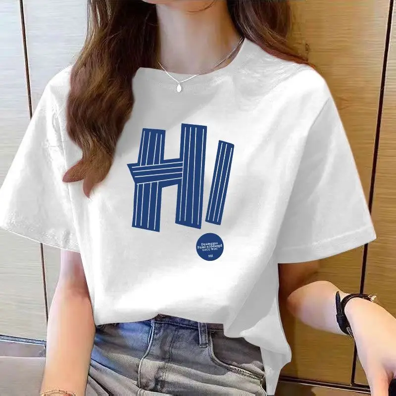 

Футболка из чистого хлопка с коротким рукавом для женщин, футболка стройнящая и прикрывающая тело, белый женский топ, Новинка лета 2024