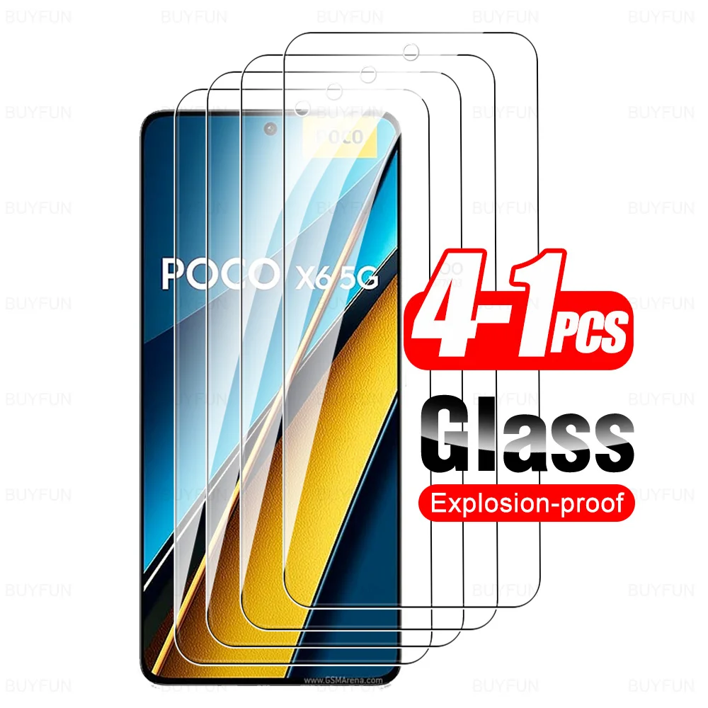 

For Poco X6 5G Glass 1-4Pcs Tempered Glass Poxo Pofo Poko X 6 Little X6Pro PocoX6 Pro PocoX6Pro 2024 Armor Screen Protector Film