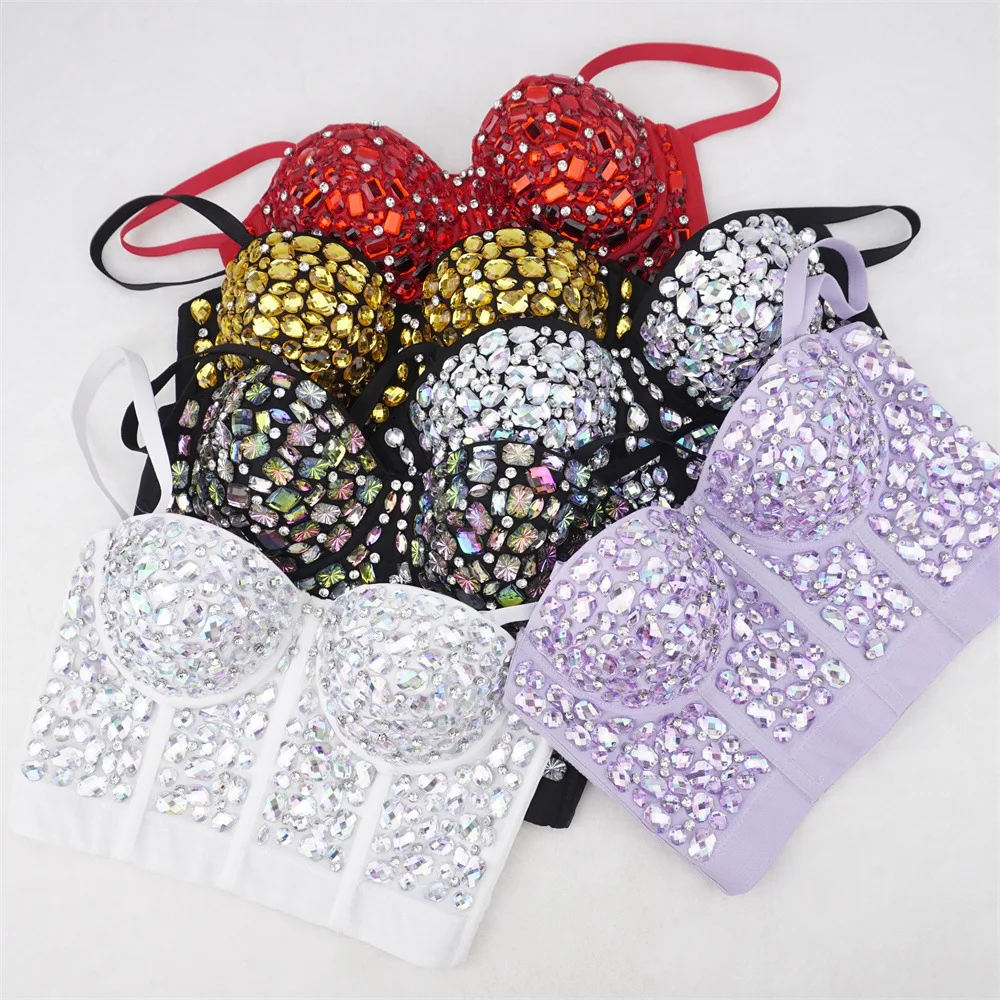 Women Fashion Sexy Nightclub Tube Top Camisole Beaded Diamonds Backless  Cropped Top Bustier Bra Party Carnival Tank Tops Y3090 - AliExpress