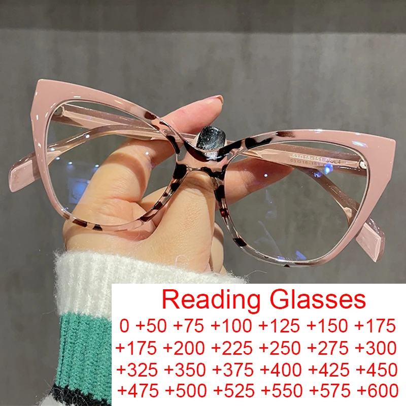 Óculos de gato para mulheres, ótico, bloqueador de luz azul, óculos de leitura, leopardo rosa, óculos transparentes, 2024