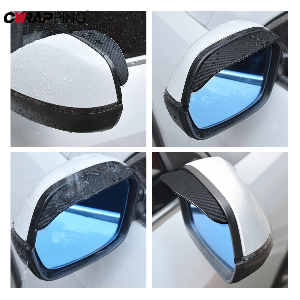 Car Rearview Mirror Rain Eyebrow Carbon Fiber Sun Visor Shade Protector Clear Vision Rain for Car Mirror Organizer Accessories