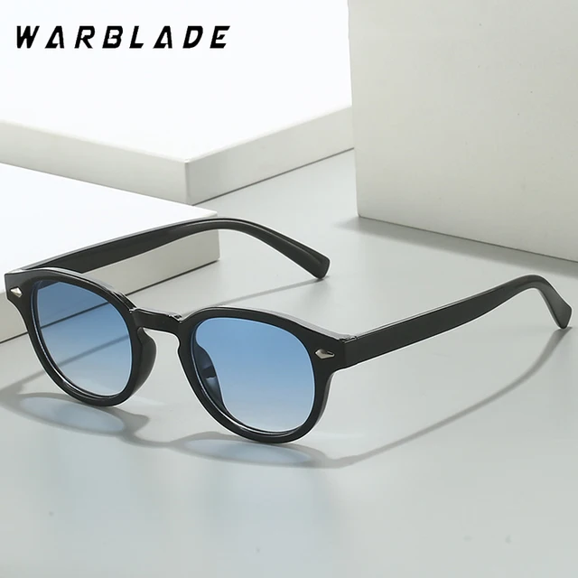 Lunettes de soleil rondes Vintage simples pour femmes et hommes, marque de luxe, Design rétro, rivets, lentille jaune et bleue, carrées, UV400, 2025 1