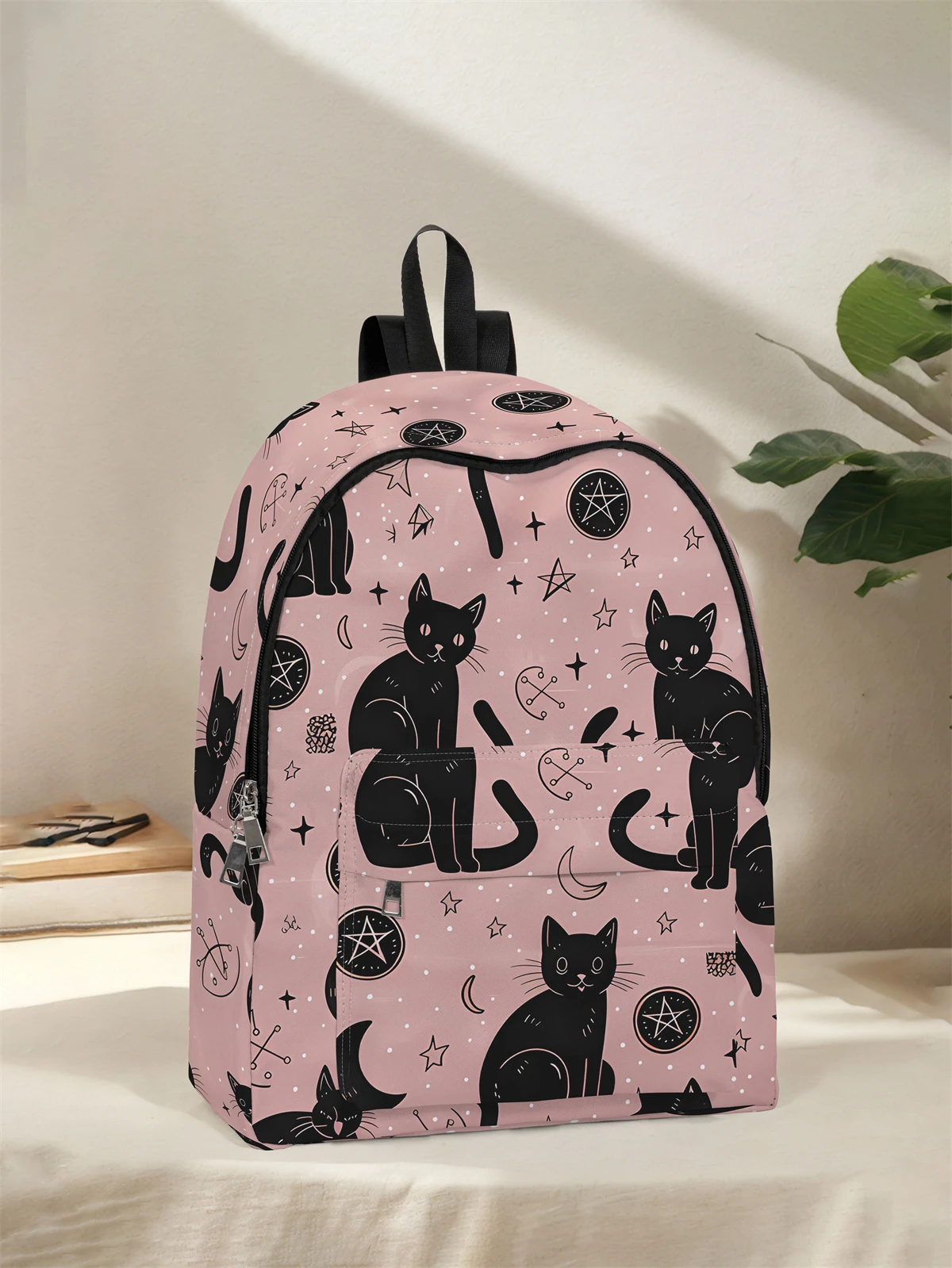 Black Cat and Star Pattern Backpack, New 2025, Casual Travel Backpack, Lightweight and Simple Casual Travel Backpack