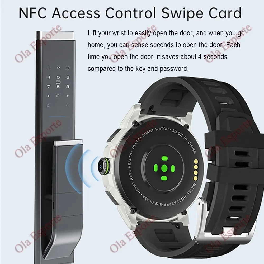 남녀공용 AMOLED 스마트워치 SIM 카드, GPS 와이파이 NFC 다운로드 앱, 듀얼 카메라, 비디오 통화, 심박수 모니터링, 구글 플레이, 4G, 신제품