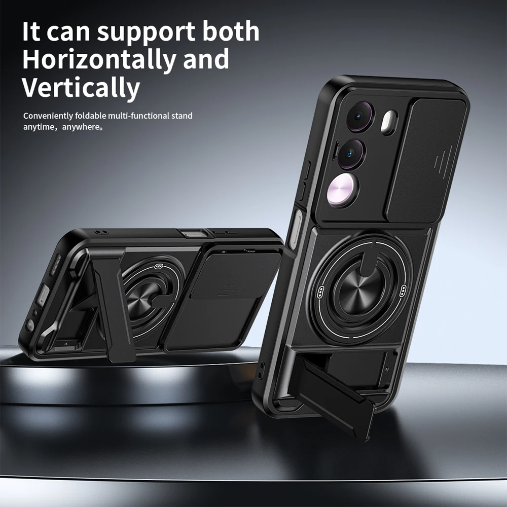 Shockproof Armor Magnetic Ring Holder Case - Enhanced Protection Back Shell