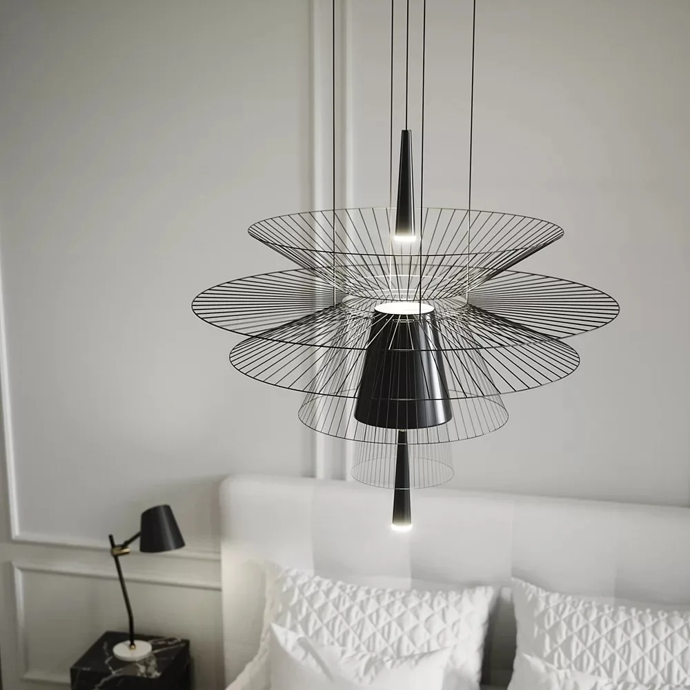 

Modern Mesh Metal Pendant Light LED Hanging Lamp for Courtyard Entrance Living Room Home Decor Art Designer Chandeliers