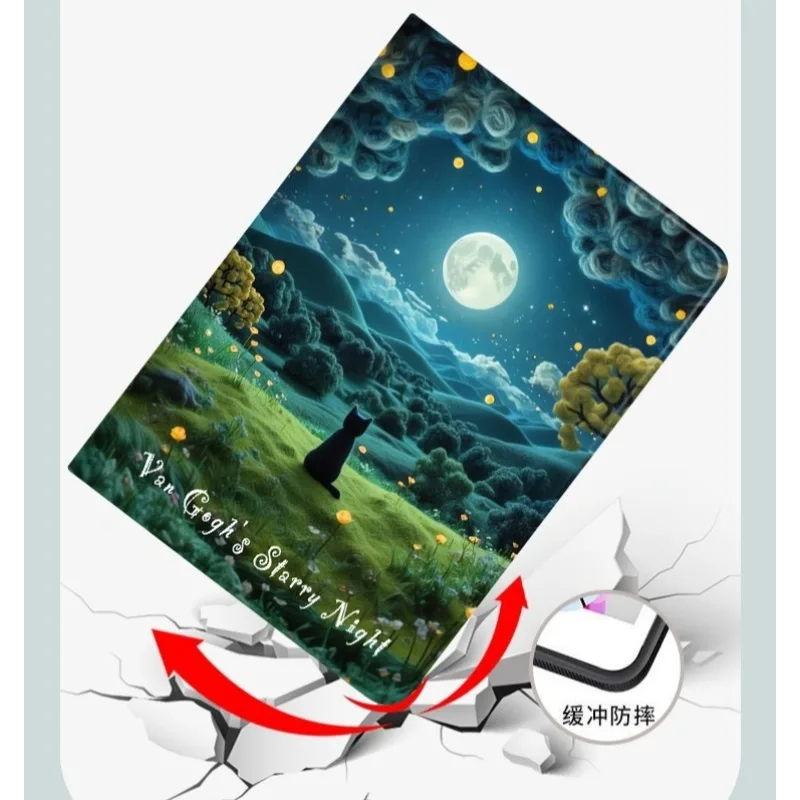 Artistic Cat PU Leather Stand Smart Tablet Case