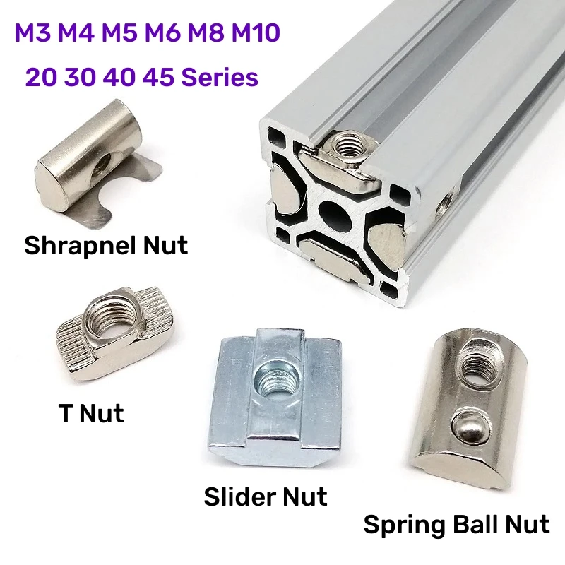 M3M10TNutSliderElasticShrapnelSpringBallNutsFor20304045