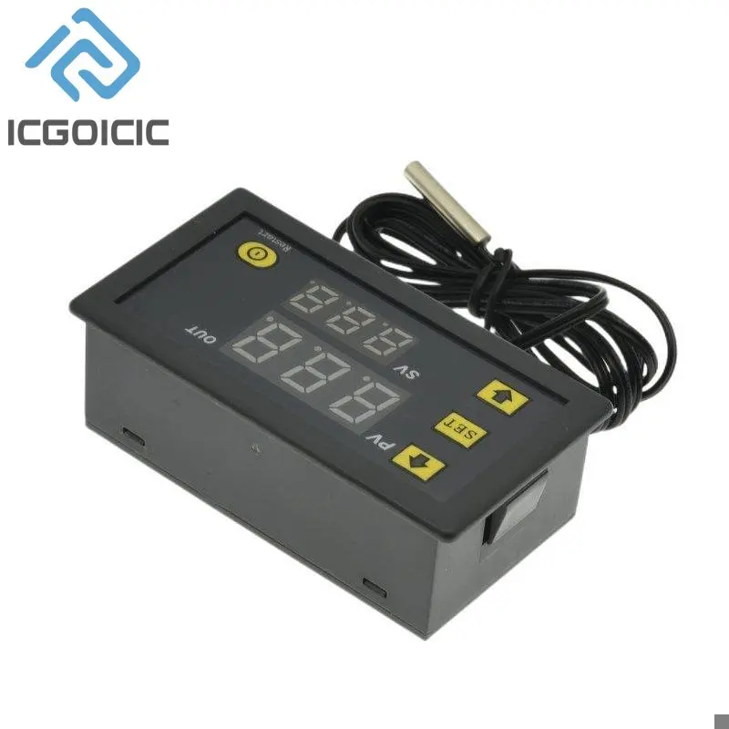 Digital Temperature Control LED Display Thermostat with Heat/Cooling Function, 20A Capacity, AC/DC Versatility