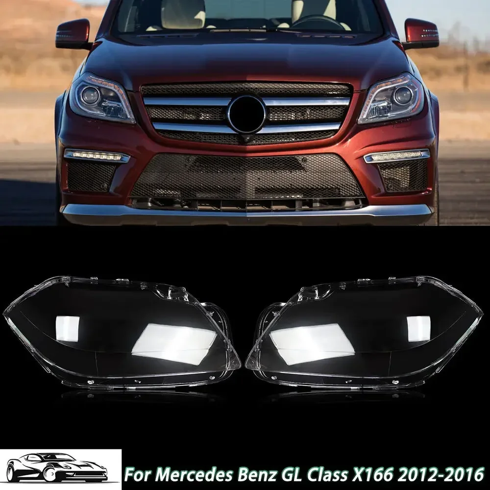 

Pair For Mercedes X166 GL63 AMG GL450 GL550 12-2016 Headlight Clear Lens Cover