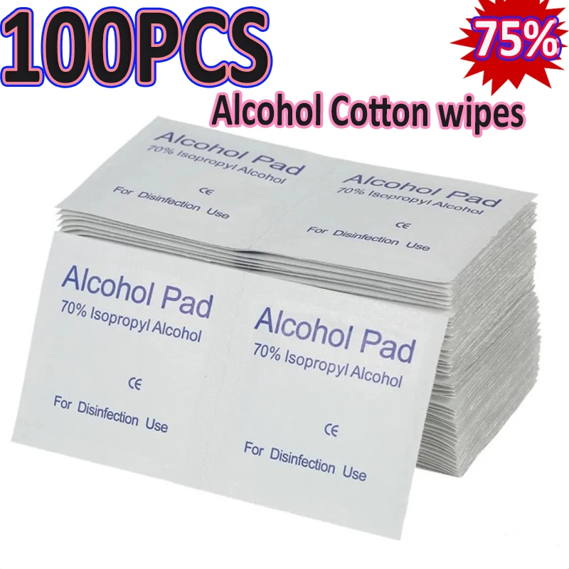 100PCs75AlcoholPadDisposableDisinfectionCottonPadsCarDetailing