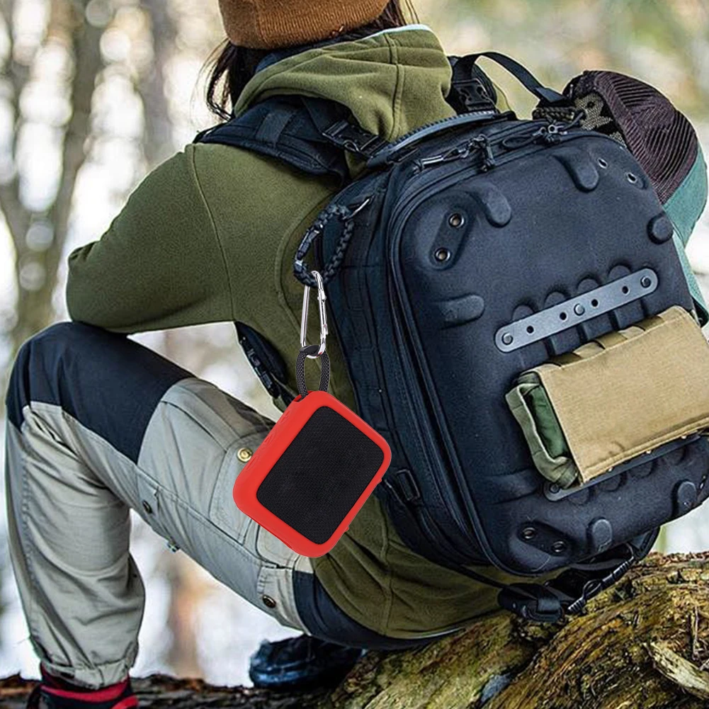 Silicone Case for JBL GO 4 Portable Bluetooth Speaker Soft Skin Sleeve with Carabiner Shockproof Protective Speaker Skin Cover