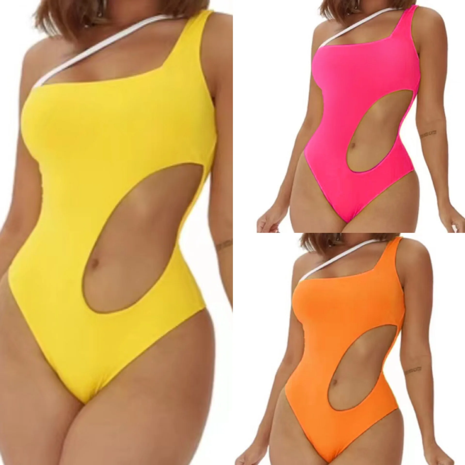 bikini cover up pants 2022 New Women Bodysuit Swimsuit One Shoulder Hollow Out Monokini Sexy Women's High Waist Swimwear Beachwear Clothing swim skirt cover up no brief