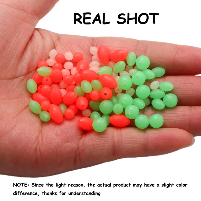 100PCS Oval Soft Rubber Luminous Fishing Beads Glowing Sink Beads