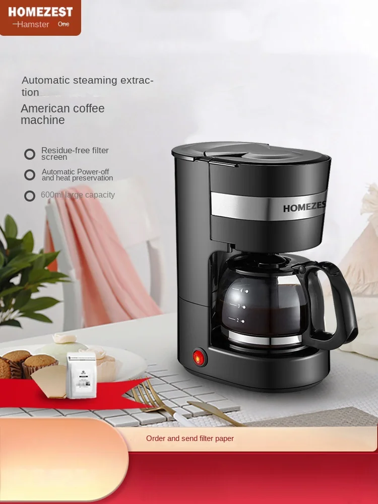 

220V HOMEZEST Electric Coffee Maker Small Office Automatic American Style Coffee Percolator Filter Brew Tea One-piece Machine