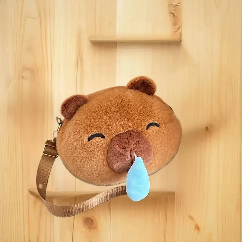 귀여운 플러시 카피바라 크로스바디 백 대용량 창의적인 동물 디자인 소녀용