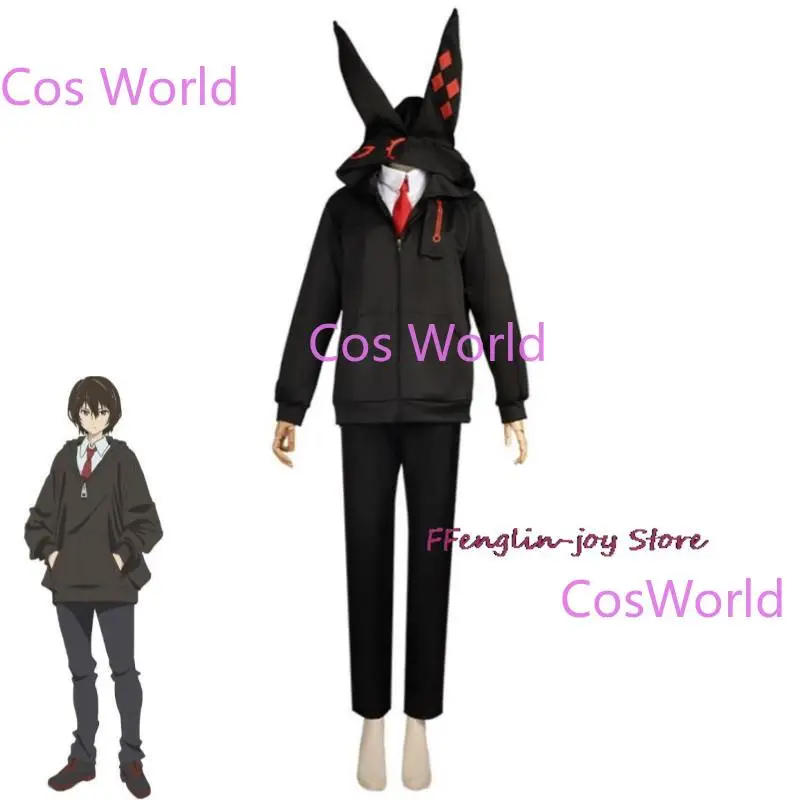 

Anime Kurabe Teruto Build Divide -#000000（Code：Black）- Cosplay Costume Black Coat With Long Ear Zip Hoodies Halloween Suit