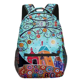 Novità alla moda Cool pittura a olio studente Bookbag Zaini per notebook Stampa 3D Oxford Zaini da viaggio impermeabili per ragazzi/ragazze 1