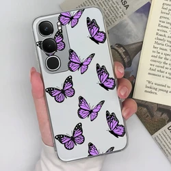 Floral Pattern Clear Silicone Anti - Slip Protective Ultra - Thin Phone Case for Vivo Y19S 4G (U13)