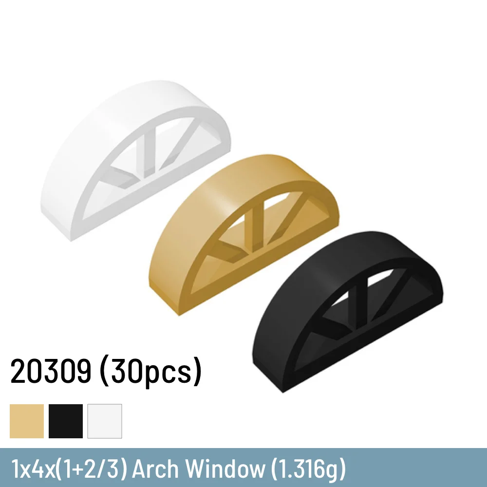 

30 Pcs DIY Building Blocks Thin Digital Bricks 1x4x(1+2/3)Arch Window Size Compatible With 20309 Brick Plastic Toys for Children