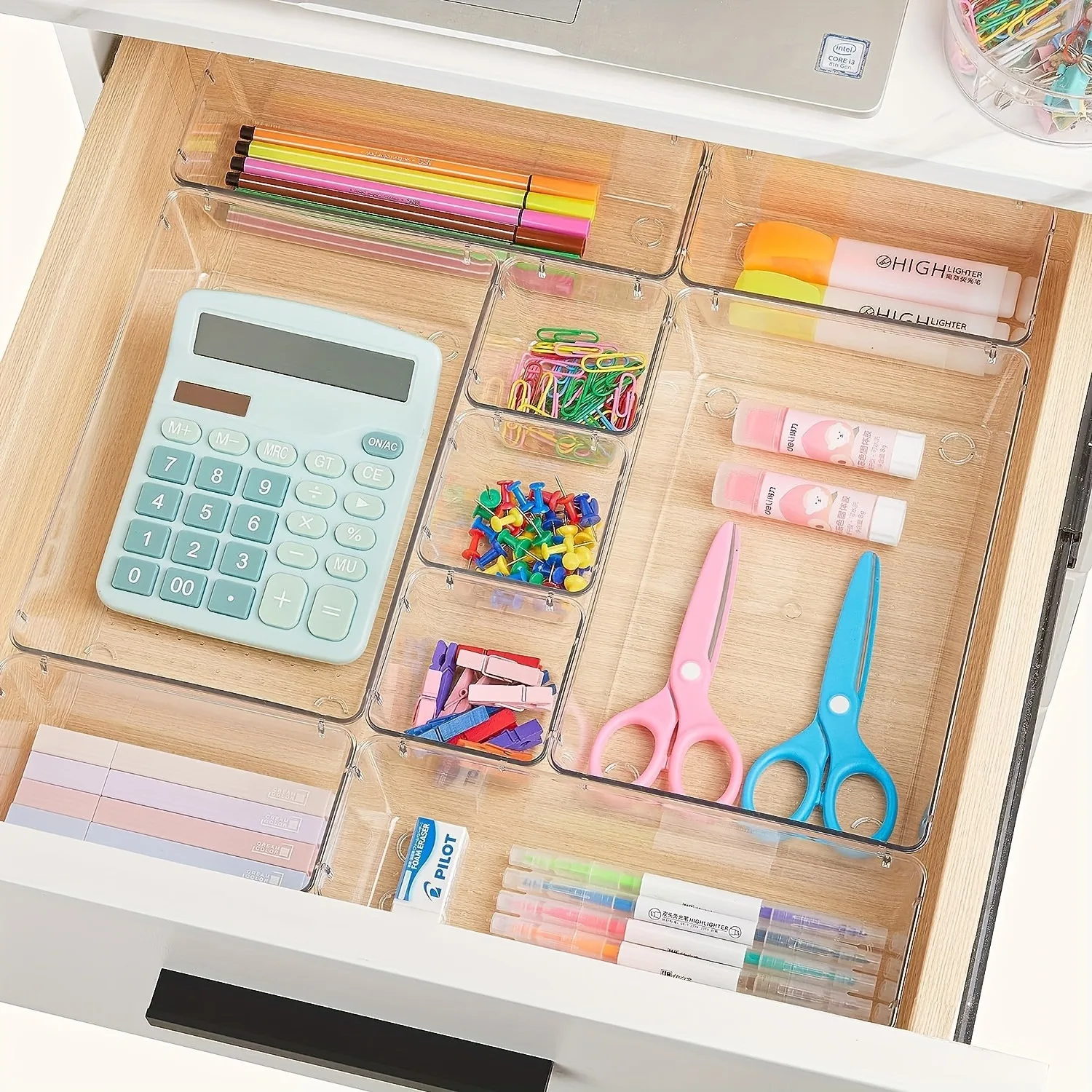 A Set Of 25/44 Ultimate Drawer Storage Solution Kit - Transparent Multifunctional Plastic Storage Set With Adjustable Dividers A 4