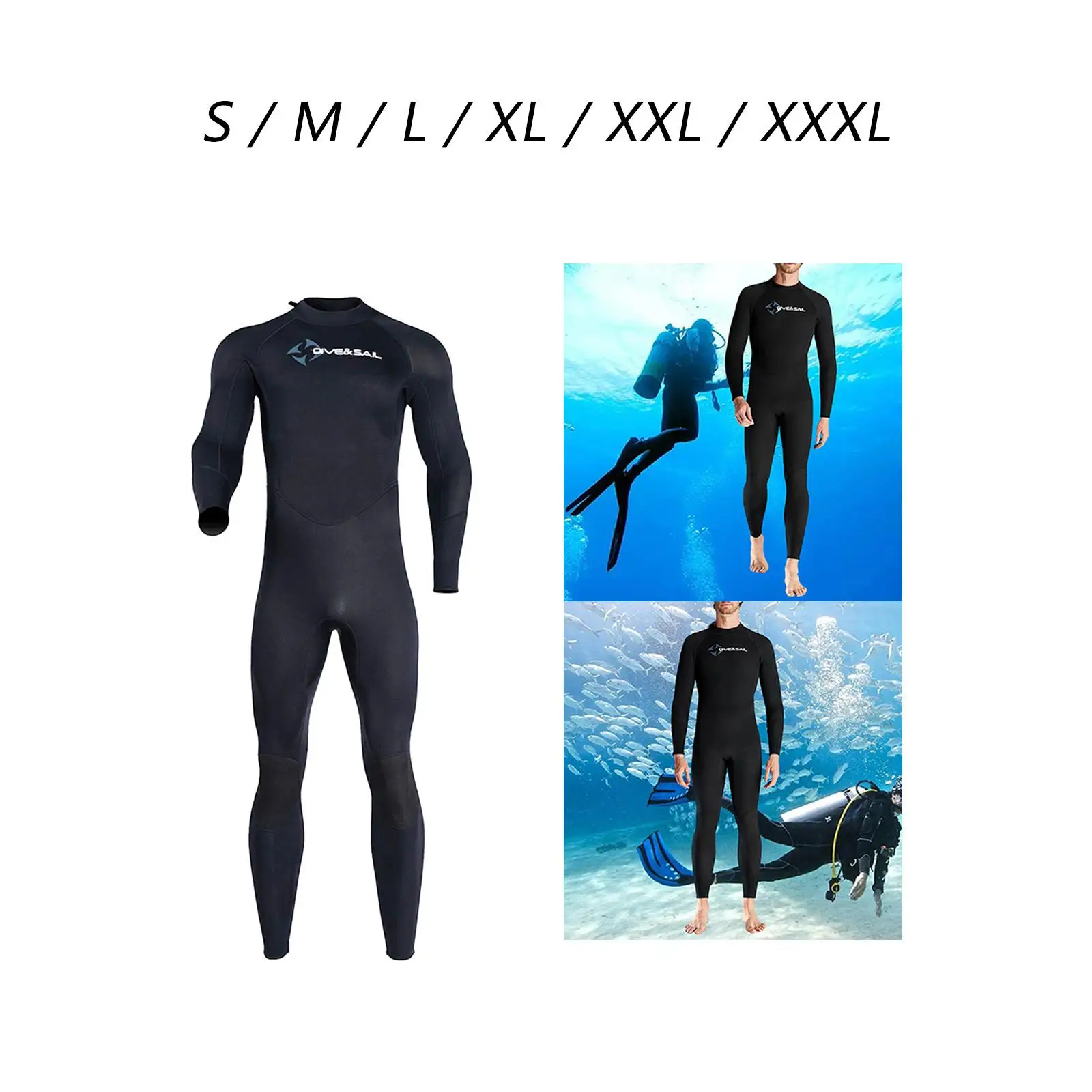 Mens Wetsuits 1.5mm Neoprene Wet Suit Back Zipper Water Resistant Diving Suit