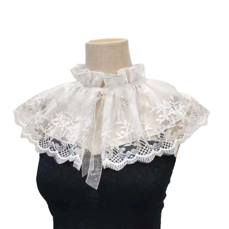 

Lace Collar Shawl Ruffled Shawl Elizabethan Collar Medieval Cosplay Drama Play Decorative Shirt Dress Collar