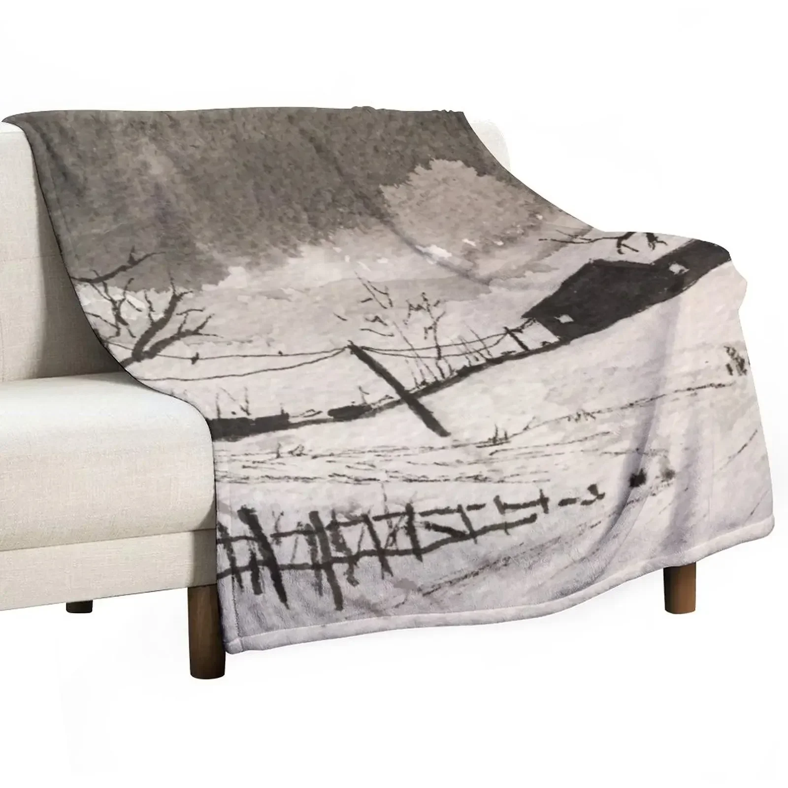 

A Dark Snowy Scene Throw Blanket Winter beds Blankets For Sofas Blankets