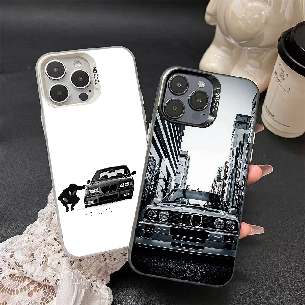Shockproof Silver Car-Inspired Phone Case with Colorful Design