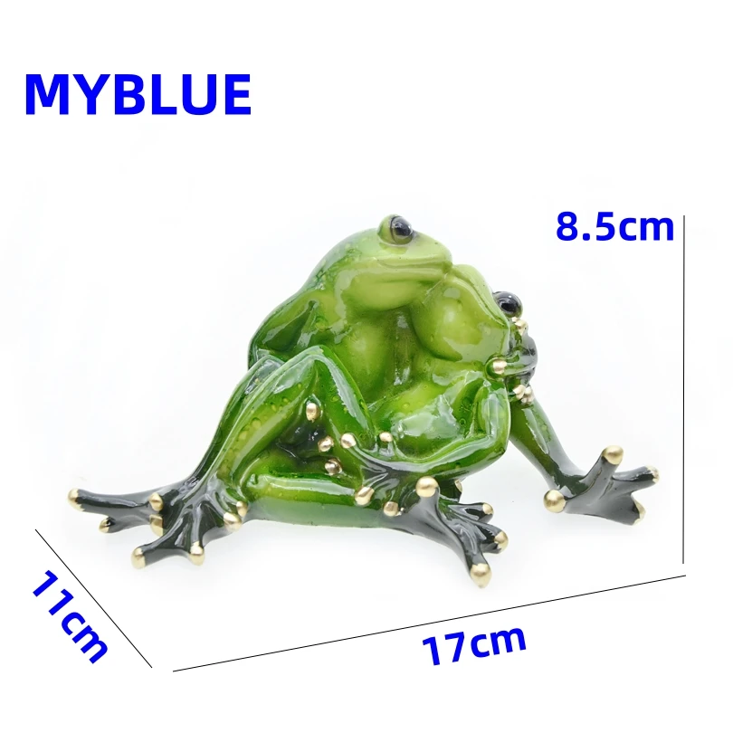 MYBLUE 홈 장식 인공 개구리 연인 조각상, 개구리 입상, 테이블 장식 및 액세서리