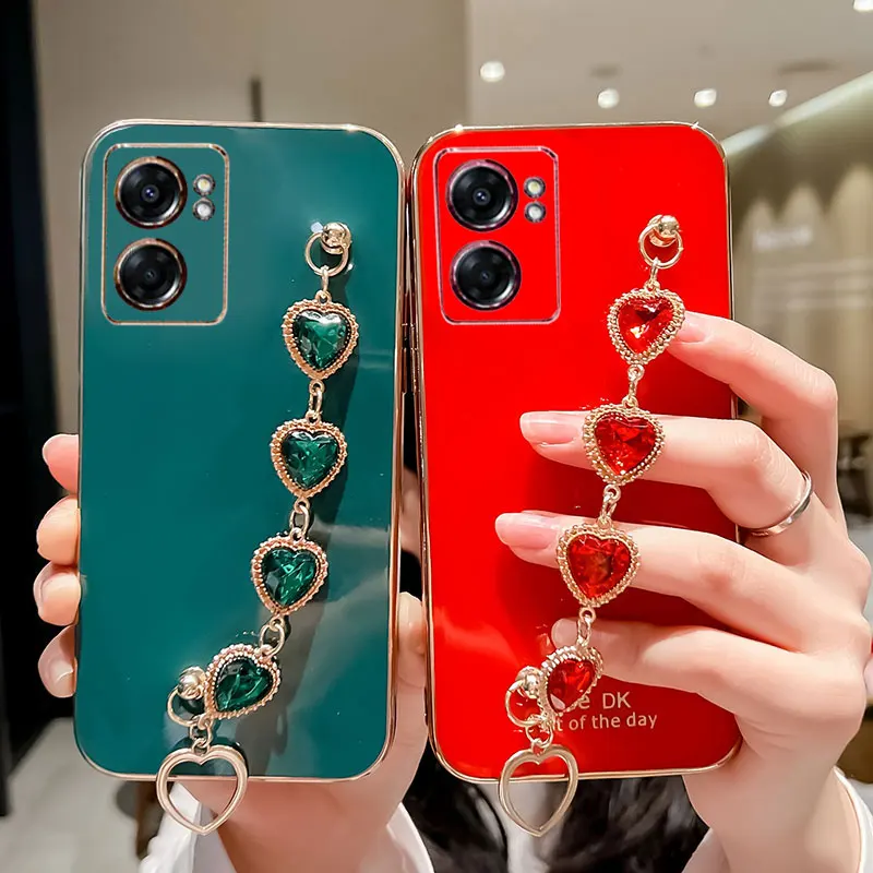 Cover Per Oppo A57 5G Custodia Per Bracciale Glitter Di Lusso Per Oppo A57 A 57 A55 4G A36 A76 A16K Custodia Protettiva Per Fotocamera Love A57