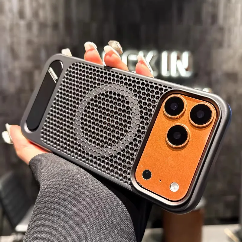 Honeycomb Grid Magnetic Case with Alloy Bracket and Heat Dissipation Kickstand