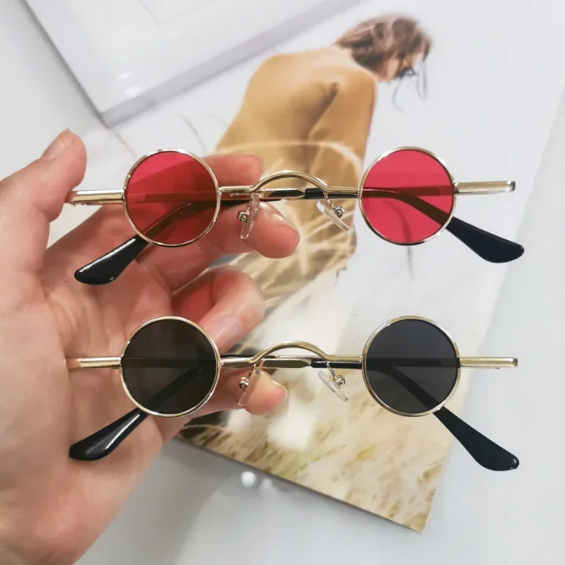 

Vintage Punk Round Sunglasses Women Retro Sun Glasses For Female Ultra Small Frame Hip Hop Style Fashion Metal Oculos De Sol