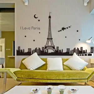 Seine River Paris Iron Tower Scenery Wall Sticker Living Room Bedroom  Office Decoration Landscape Mural Art Diy Pvc Home Decal