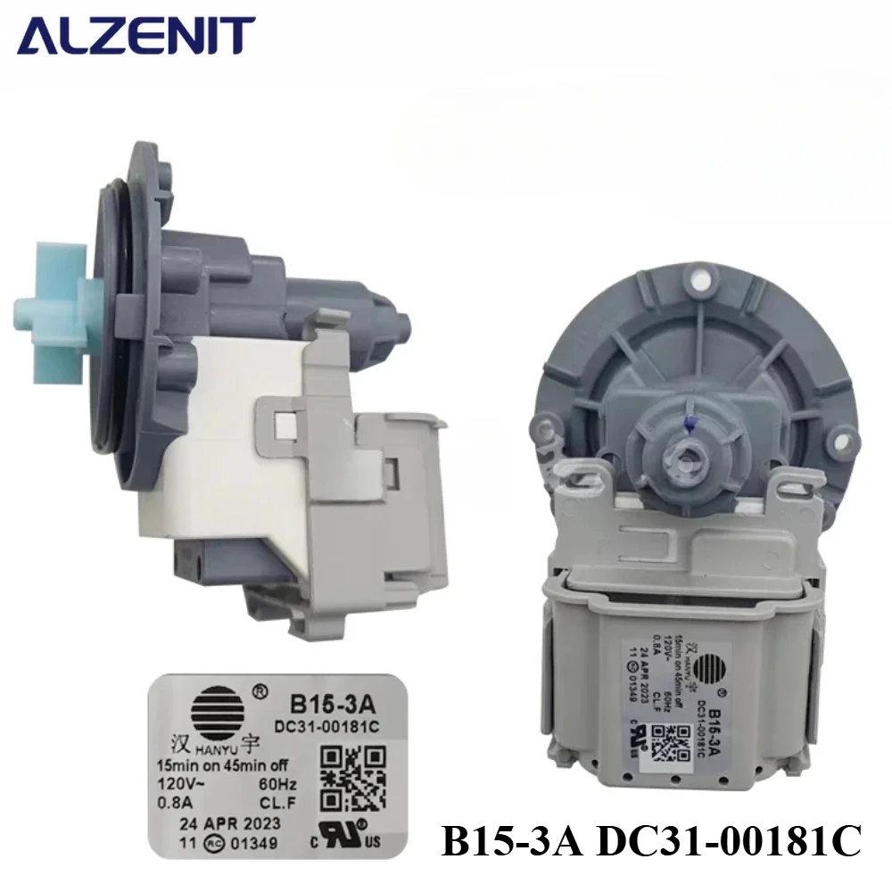 Samsung Washing Machine Drain Pump Motor DC31-00181C B15-3A 120V 60Hz Washer Drainage Parts