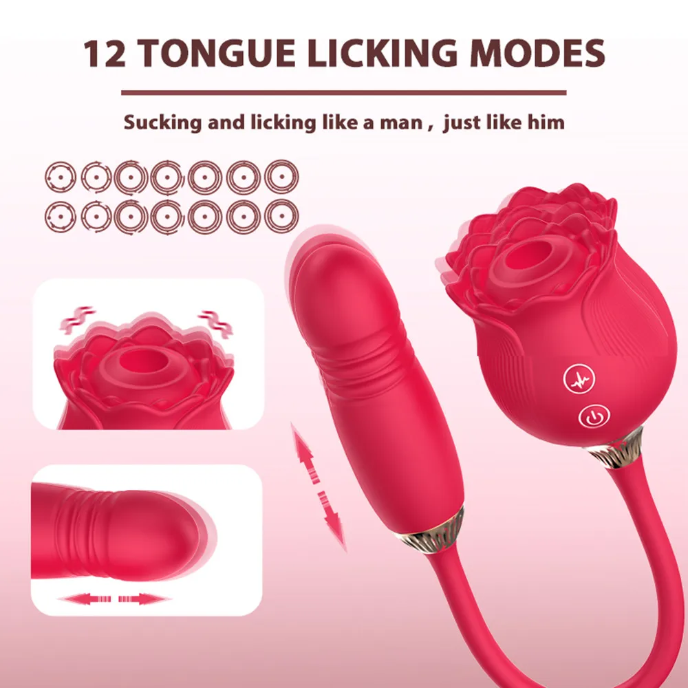 Mini Small Red Pink Purple Sex Toys Dildo Rose Vibrator Women Sex Toys 12 Frequency Sucking Stretching Modes Adult sex toys
