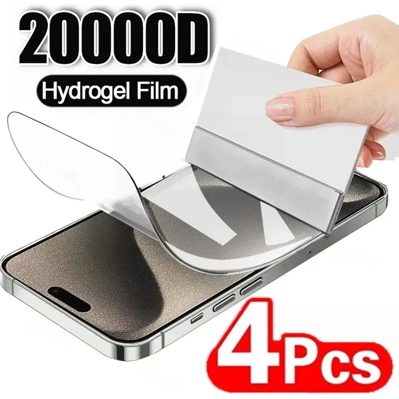 

4Pcs Hydrogel Film Full Cover For iPhone 15 12 13 14 11 Pro Max Screen Protector For iPhone 15 14 Plus 13 Mini Screen Protective