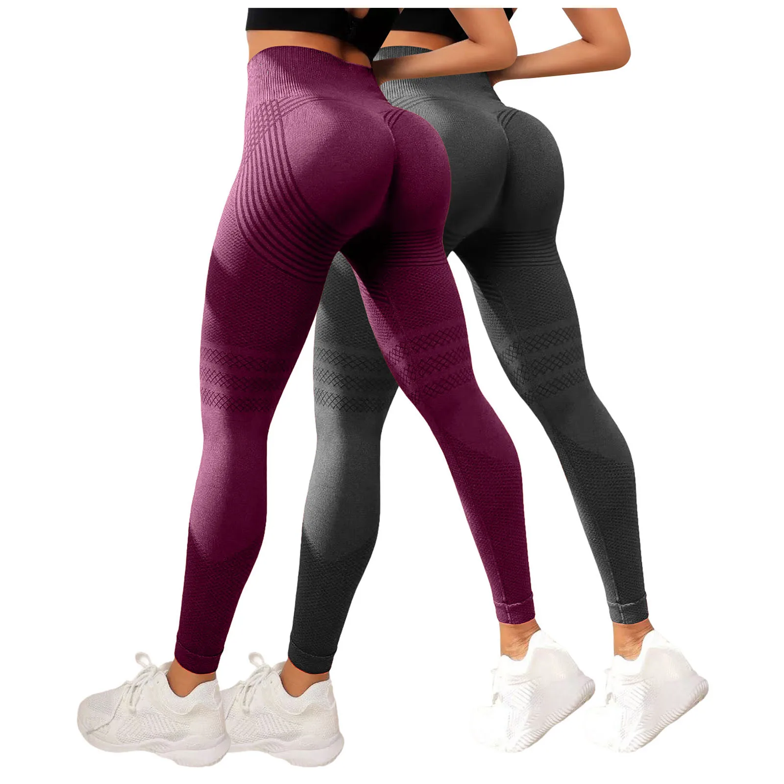 2pcs 3D Compression Leggings Cellulite Slimming Leggings Women High Waist Seamless Push Up Opaque Sport Pants For Yoga Fitness